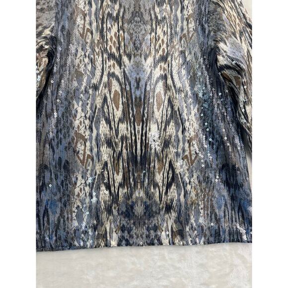 NWT Chico's Full Sequin Top 1 M Reptile Snakeskin Maximalist Festival - Picture 2 of 9